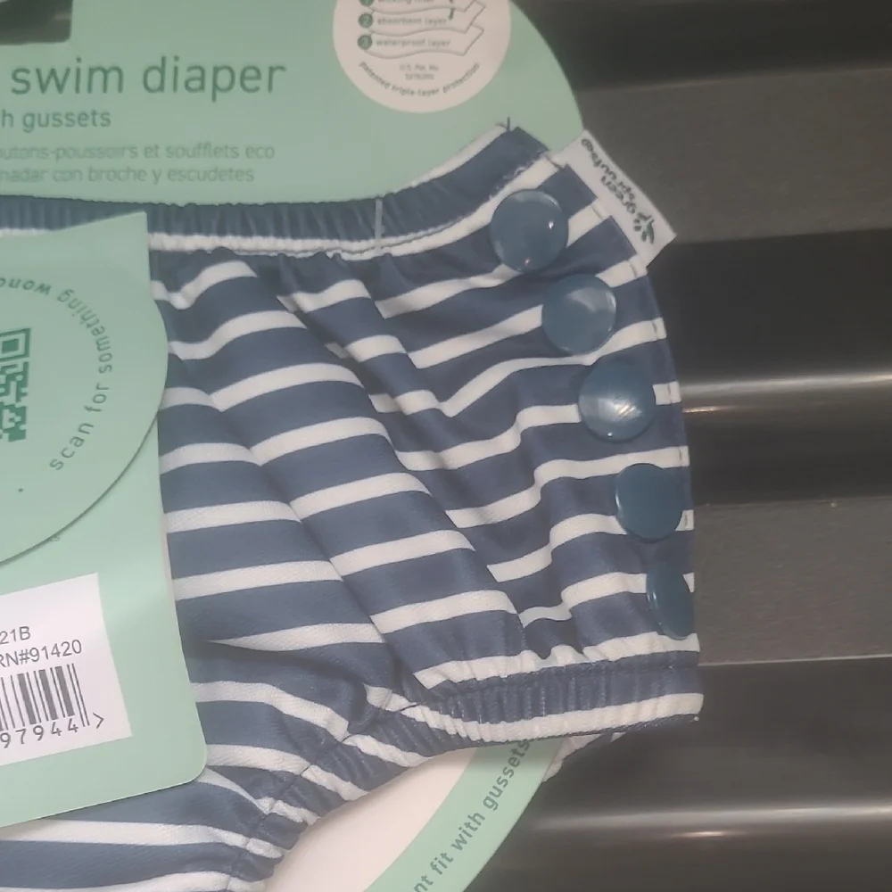Green Sprouts Eco Snap Swim Diaper - Blue and White Stripes